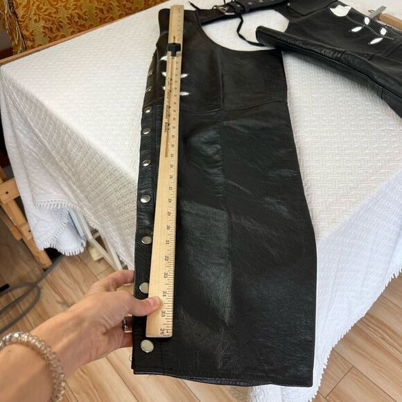 Vintage Screaming Eagle Black Leather Jacket Size 40 With Leather Chaps Large - Picture 12 of 16